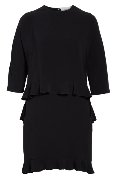 Shop Stella Mccartney Ruffle Overlay Stretch Cady Dress In Black