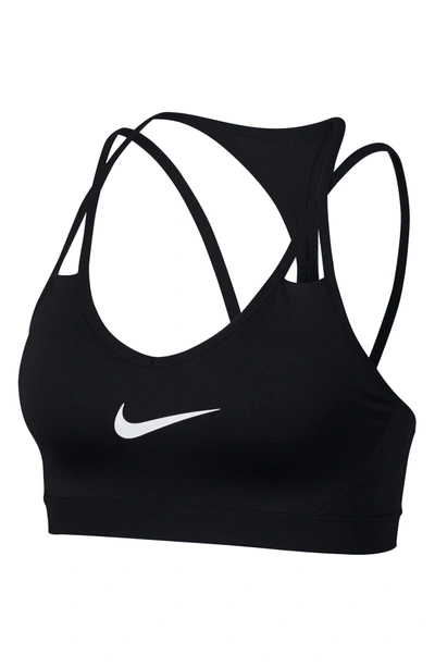 Shop Nike Pro Indy Cooling Light Support Sports Bra In Black/ Black/ White