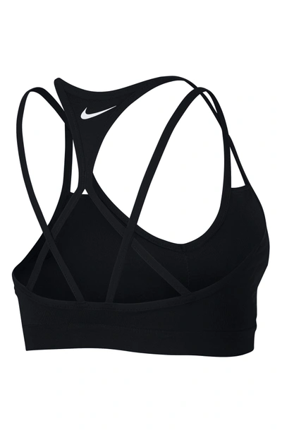 Shop Nike Pro Indy Cooling Light Support Sports Bra In Black/ Black/ White