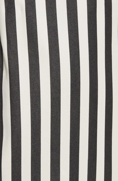 Shop Altuzarra Asymmetrical Button Hem Stripe Dress In Black / White