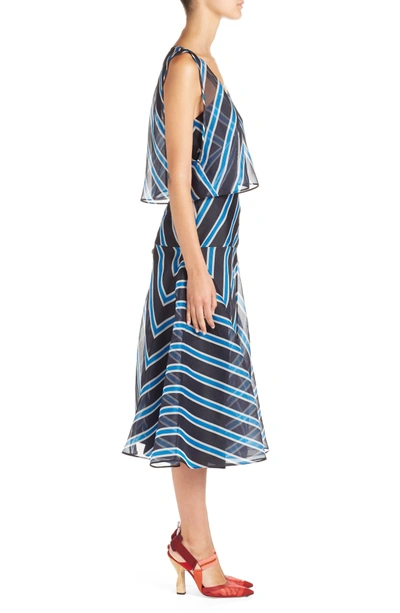 Shop Fendi Stripe Silk Convertible Dress In Mercury