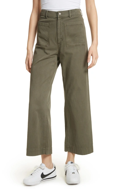 Shop A.l.c Finley Wide Leg Crop Pants In Army