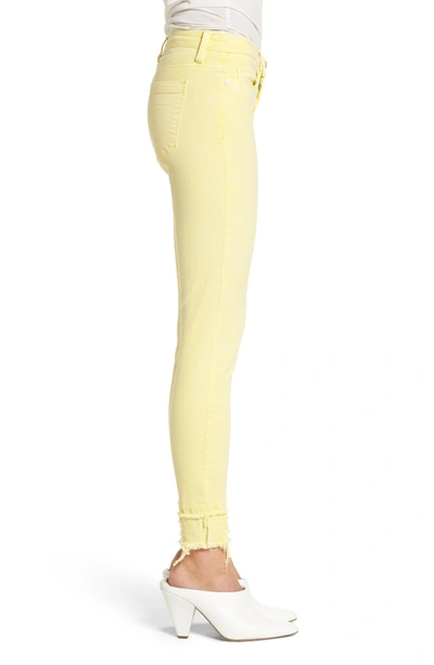 Shop Blanknyc The Reade Classic Crop Raw Edge Double Hem Jeans In Sunny Spot Yellow