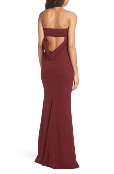 Shop Katie May Mary Kate Strapless Cutout Back Gown In Bordeaux