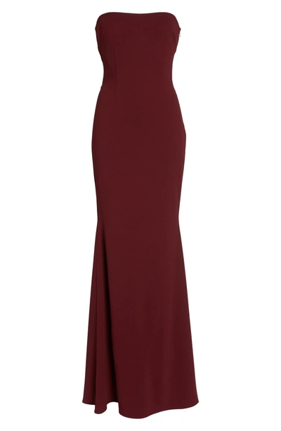 Shop Katie May Mary Kate Strapless Cutout Back Gown In Bordeaux