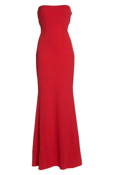 Shop Katie May Mary Kate Strapless Cutout Back Gown In Red