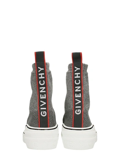 Shop Givenchy George V Grey Knitted Mid Sneakers