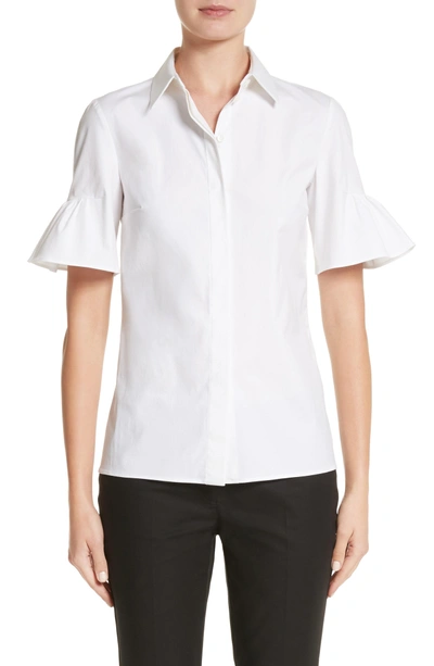 Shop Michael Kors Bell Sleeve Shirt In Optic White