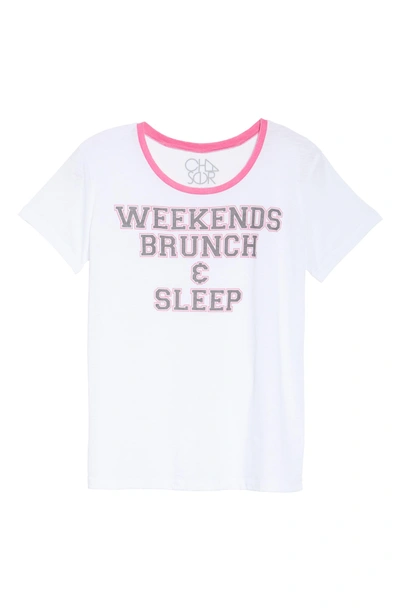 Shop Chaser Weekend Vintage Jersey Tee In White Princess Pink