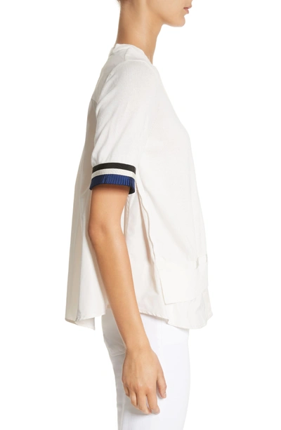 Shop Moncler Maglia Mixed Media Top In White / Navy