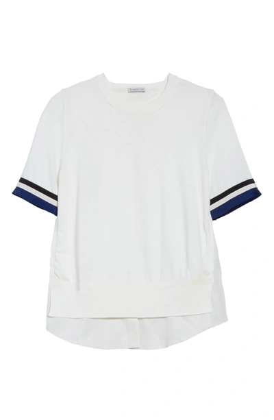 Shop Moncler Maglia Mixed Media Top In White / Navy