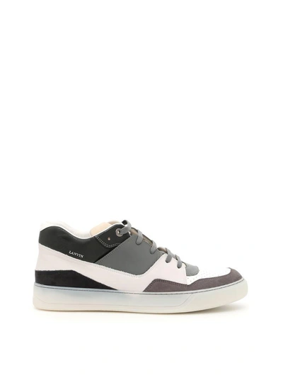Shop Lanvin Mid Top Sneakers In Grey/black (grey)