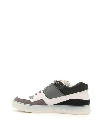 Shop Lanvin Mid Top Sneakers In Grey/black (grey)