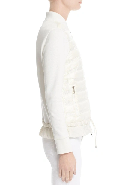 Shop Moncler Maglia Quilted Down Front Tricot Bomber In Natural