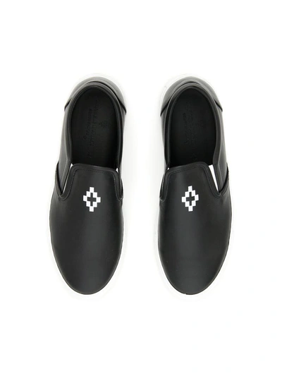 Shop Marcelo Burlon County Of Milan Leather Logo Sneakers In Black White