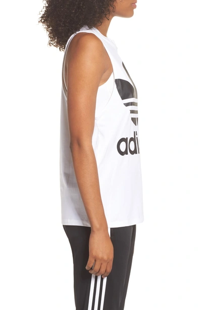 Shop Adidas Originals Trefoil Tank In White/ Black