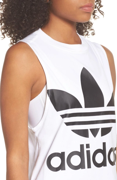 Shop Adidas Originals Trefoil Tank In White/ Black