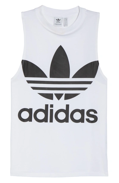 Shop Adidas Originals Trefoil Tank In White/ Black