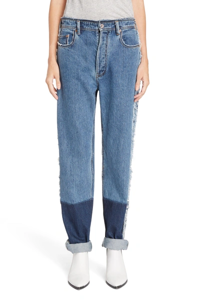 Shop Acne Studios Mirja Frayed High Waist Straight Leg Jeans In Indigo Blue