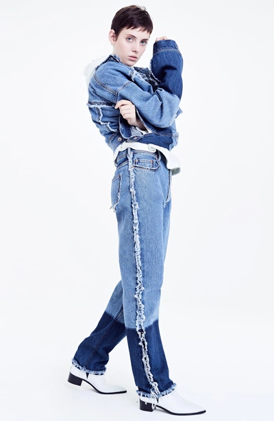 Shop Acne Studios Mirja Frayed High Waist Straight Leg Jeans In Indigo Blue