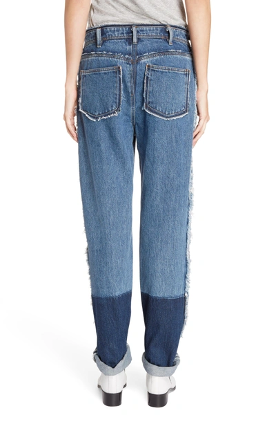 Shop Acne Studios Mirja Frayed High Waist Straight Leg Jeans In Indigo Blue