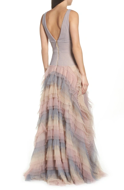 Shop Bronx And Banco Amelia Tier Ruffle Gown In Multicolor