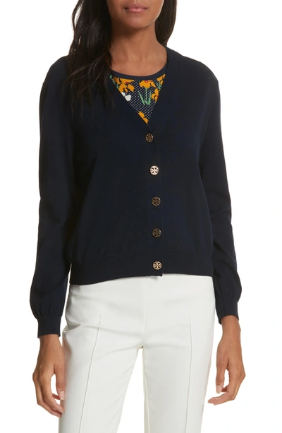 Shop Tory Burch Margeaux Cardigan In Tory Navy
