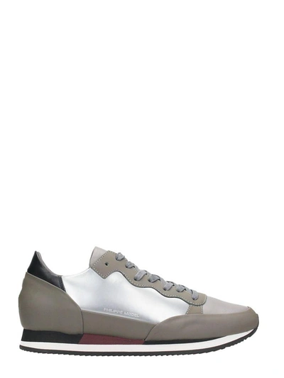 Shop Philippe Model Paradis Beige And Silver Leather Sneakers In Black