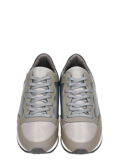 Shop Philippe Model Paradis Beige And Silver Leather Sneakers In Black