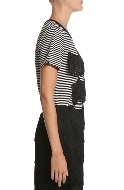 Shop Marc Jacobs Fringe Stripe Tee In Black/ Ivory