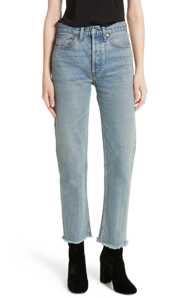 Shop Re/done High Waist Stove Pipe Jeans In Light Vain