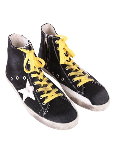 Shop Golden Goose Francy Leather Sneakers In Denim - Yellow