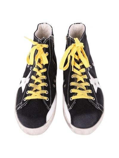 Shop Golden Goose Francy Leather Sneakers In Denim - Yellow