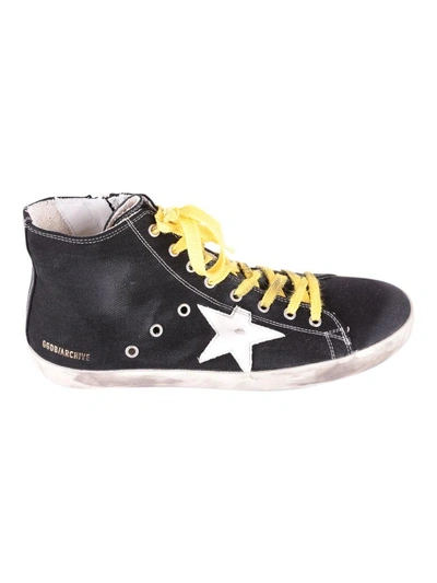 Shop Golden Goose Francy Leather Sneakers In Denim - Yellow