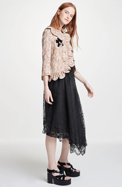 Shop Simone Rocha Asymmetrical Embroidered Tulle Dress In Black