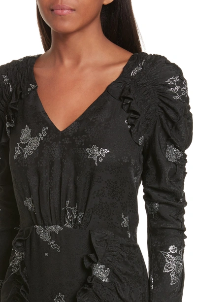 Shop Rebecca Taylor Glitter Jacquard Silk Dress In Black/ Silver