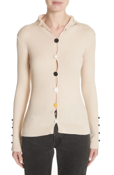 Shop Jacquemus Le Cardigan Ribbed Button Cardigan In Beige