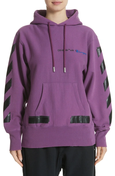 Off-white X Champion Pullover Hoodie In 2910 Violet | ModeSens
