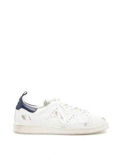 Shop Golden Goose Starter Sneakers In White Blue Usedblu