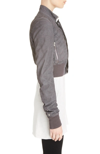 Shop Rick Owens Blistered Leather Jacket In Iron