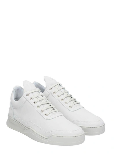 Shop Filling Pieces Low Top Ghost White Leather Sneakers In Beige