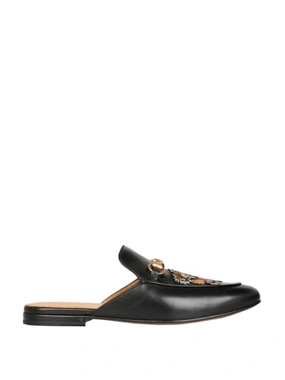 Shop Gucci Kings Embroidered Horsebit Backless Loafers In Nero