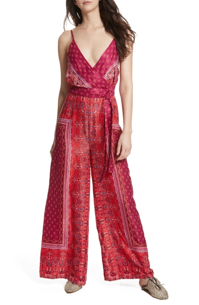 Shop Free People Cabbage Rose Jumpsuit In Pink Combo