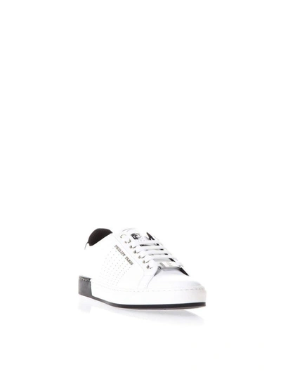 Shop Philipp Plein White Leather With Logo Lettering Sneakers