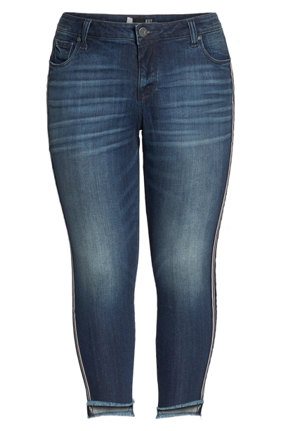 Shop Kut From The Kloth Reese Side Stripe Uneven Ankle Jeans In Analyzed