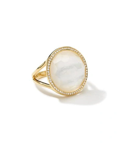 Shop Ippolita Small Diamond-bezel Mother-of-pearl Lollipop Ring In White Mop