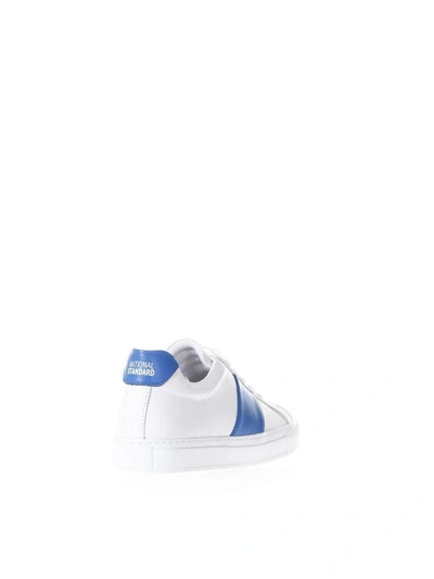 Shop National Standard White & Blu Leather Sneakers In White/blu