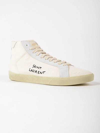 Shop Saint Laurent High Top Classic Sneakers In Panna/milk