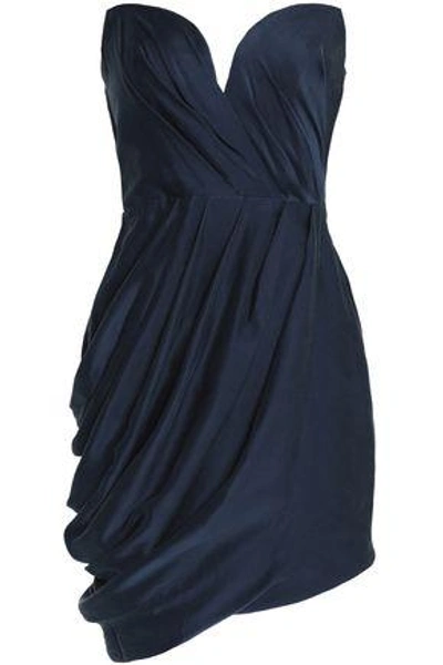 Zimmermann Woman Wrap-effect Washed-silk Mini Dress Navy | ModeSens