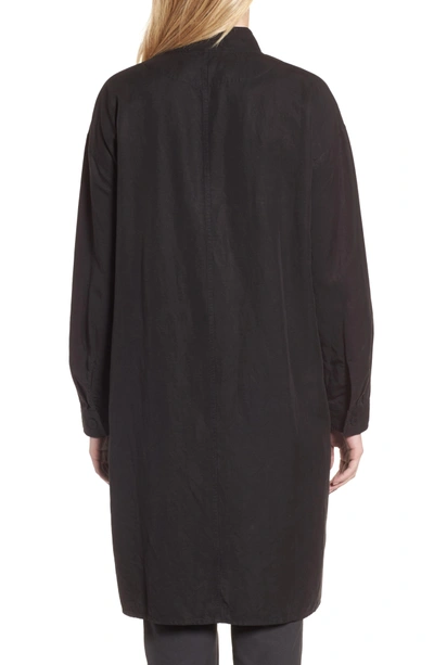 Shop Eileen Fisher Long Tencel & Linen Jacket In Black